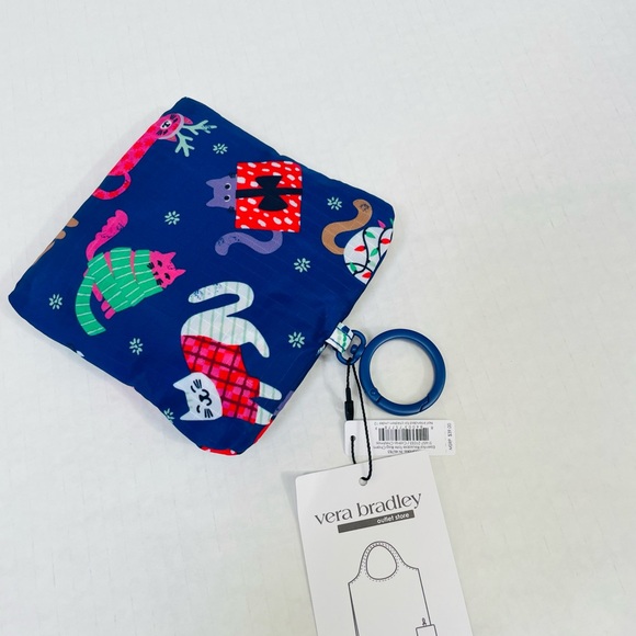 Vera Bradley Kitty Cat Tote Bag Charm  - NWT - Reusable Shopping Bag - Catnip - Picture 5 of 7